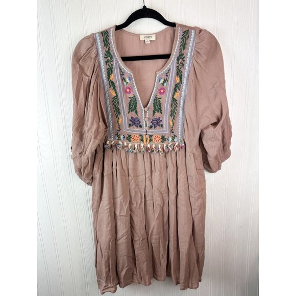 Umgee boho‎ Blush dress embroidered bodice size small - Picture 1 of 6